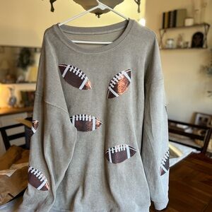 Women’s Sequin Crewneck Sweater with Football Design